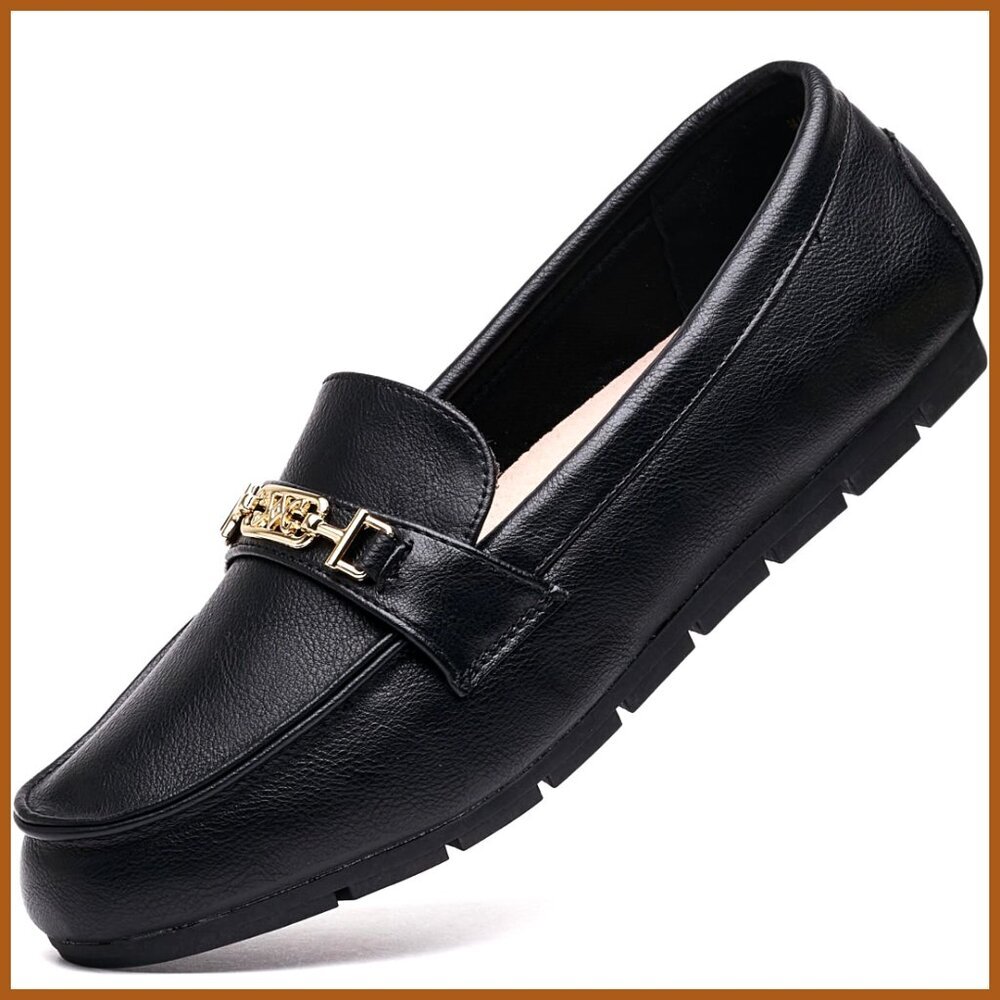 Women's Slip On Loafers with Latex Cushioned Insole, Square Toe - Picture 1 of 7